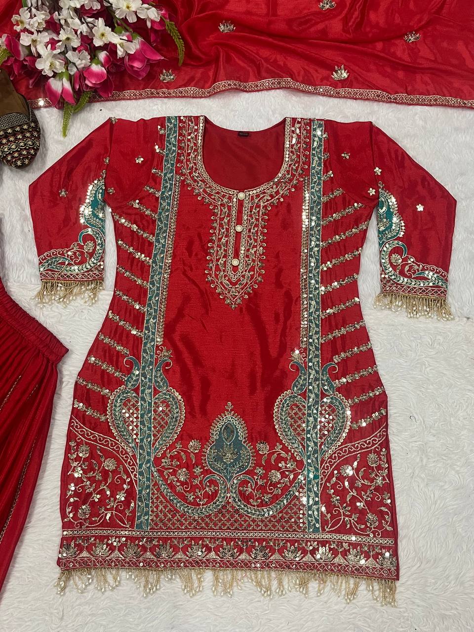 The Sovereign Crimson Sharara Set